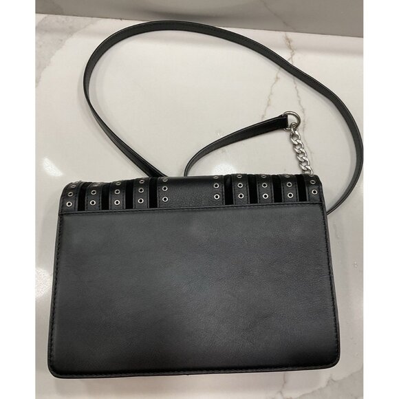 MICHAEL KORS Black Suede & Leather Brooklyn Grommet Crossbody Bag - Picture 2 of 8